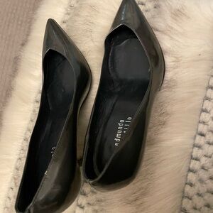 Black Leather kitten heels